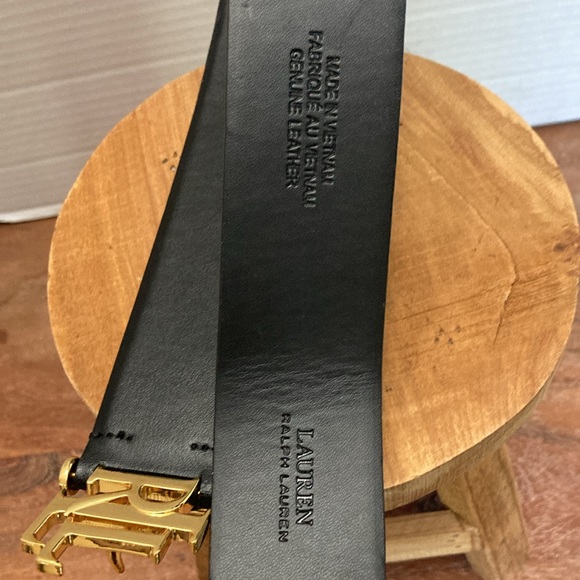 LAUREN RALPH LAUREN LEATHER BELT with GOLD MOTIF WOMAN 
SIZE XL
COLOR BLACK - Picture 5 of 11